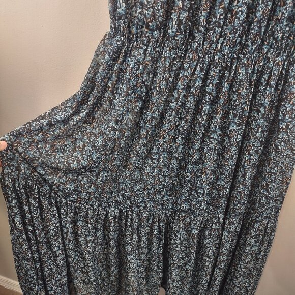 Ava & Viv Women's Blue Floral Print Dress Short Sleeve Size 1X - Picture 3 of 7